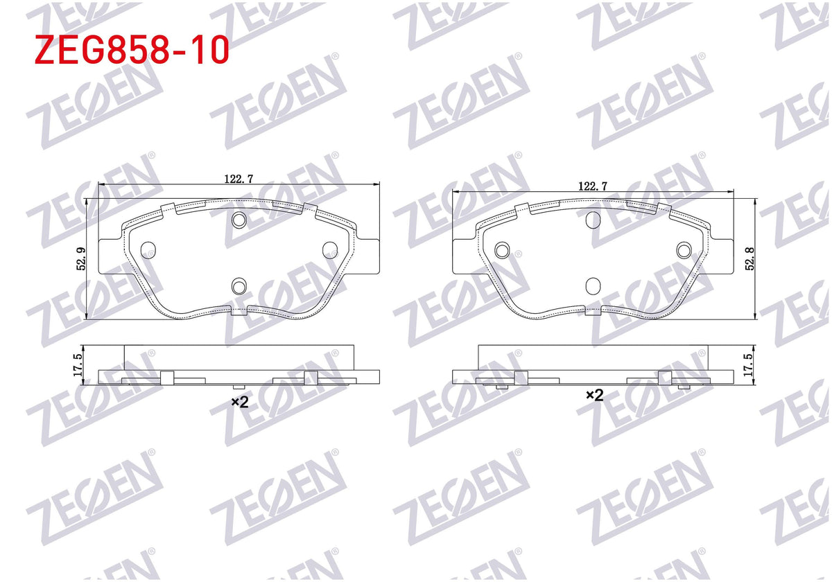 Zegen ZEG858-10 Brake Pad Front Fiat Doblo 1.3 Mjt 2001-2010 / Linea 1.3 Mjt 2007-/ Albea 1.3 Mjt 2007-/ Albea 1 — Brake Pads