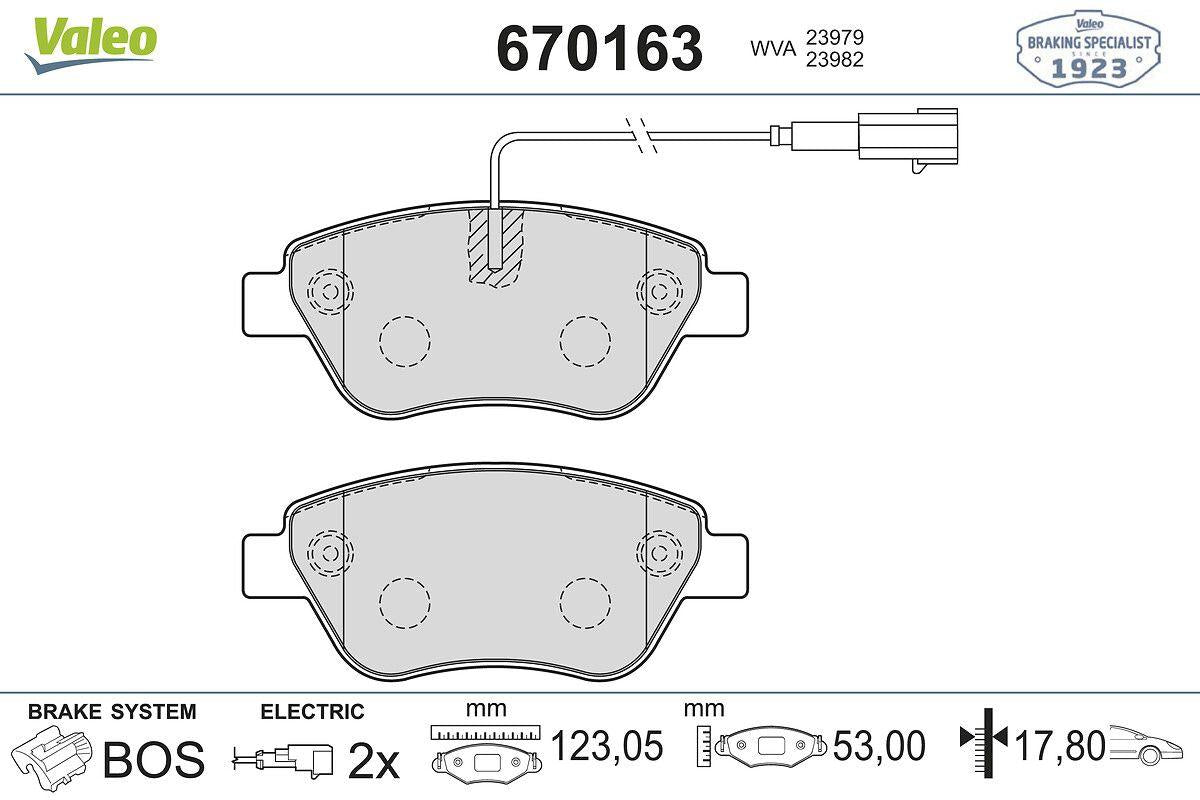Valeo 670163 Brake Pad Front Alfa Romeo MiTo 1.4 08-Fiat Punto Evo 1.2 1.4 1.3D 08-12 — Brake Pads