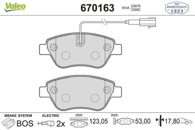 Valeo 670163 Brake Pad Front Alfa Romeo MiTo 1.4 08-Fiat Punto Evo 1.2 1.4 1.3D 08-12 — Brake Pads