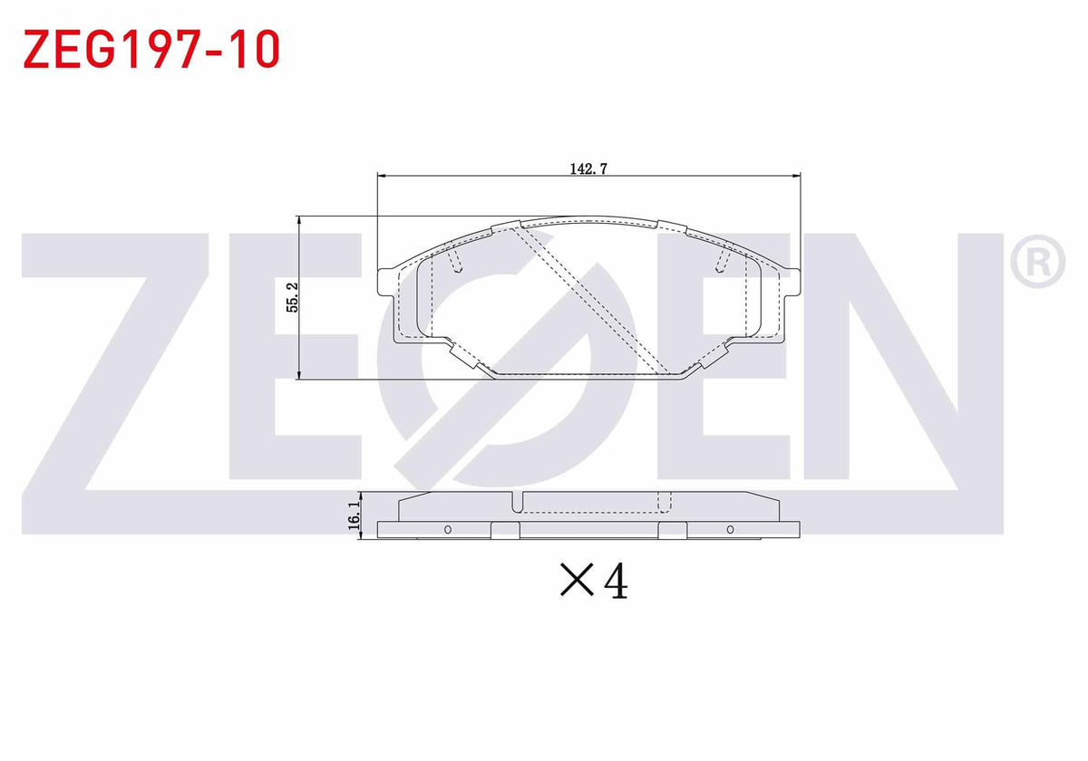 Zegen ZEG197-10 Brake Pad Front Cable Drilled Toyota HI-Lux Pick Up (_N_) 2.4 D 4X4 1983-2005 / HI-Ace II (H5_) — Brake Pads