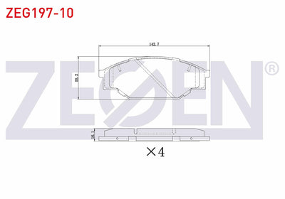 Zegen ZEG197-10 Brake Pad Front Cable Drilled Toyota HI-Lux Pick Up (_N_) 2.4 D 4X4 1983-2005 / HI-Ace II (H5_) — Brake Pads