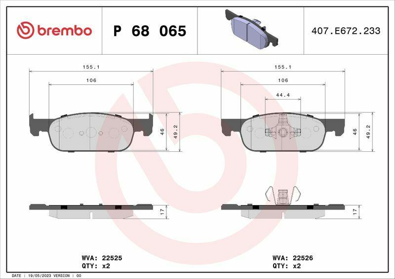 BREMBO P68065 Front Brake Pads