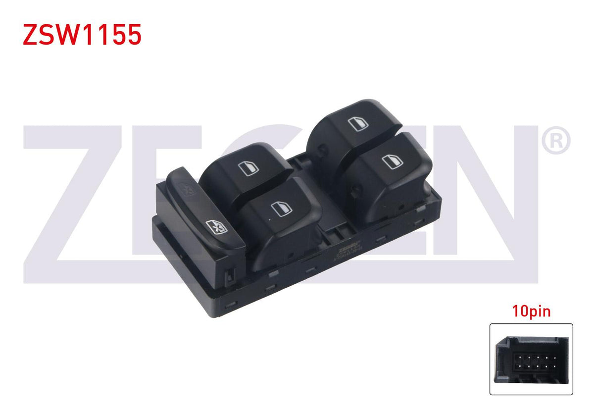 Zegen ZSW1155 Glass Release Switch Group 10 Pin Audi A4-A5-Q3-Q5 2007 — Switches & Relays