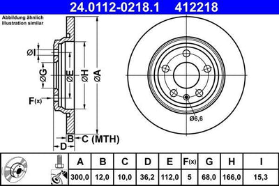 ATE 24.0112-0218.1 Rear Brake Disc Audi A4 A5 Q5 15 > | Set of 2