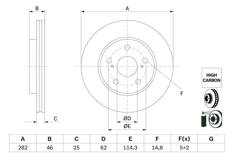 BOSCH Performance Brake Disc - Front Ventilated for Toyota Corolla 2019 — Brake Rotors & Drums
