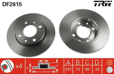 TRW DF2815 Brake Disc Front 206 Hatchback Sedan Sw Van 306 1.1.4 1.4 HDi 98-13 — Brake Rotors & Drums