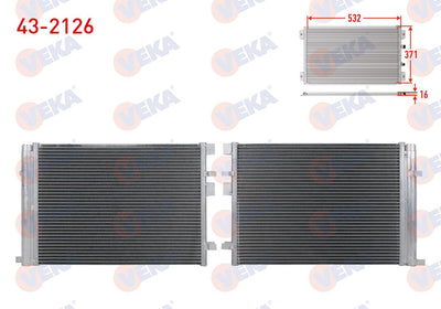 Veka 43-2126 A/C Condenser Hyundai i20 (Pb, Pbt) 1.2 2008-2015 — Condensers & Evaporators