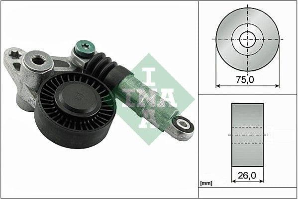 ina v-belt tensioner for touareg q7 a6 a5 a4, technical specifications of ina v-belt tensioner, ina v-belt tensioner installed in vehicle INA V-Belt Tensioner 534035610 - Replacement for 2005-2011 Touareg, Q7, A6, A5, A4 3.0 TDI & 2.7 TDI | 75mm Diameter INA V-Belt Tensioner - Reliable Replacement for 3.0 TDI & 2.7 TDI ina, v-belt-tensioner, car-parts, automotive-replacement-parts, touareg, q7, a6, a5, a4, ai-generated