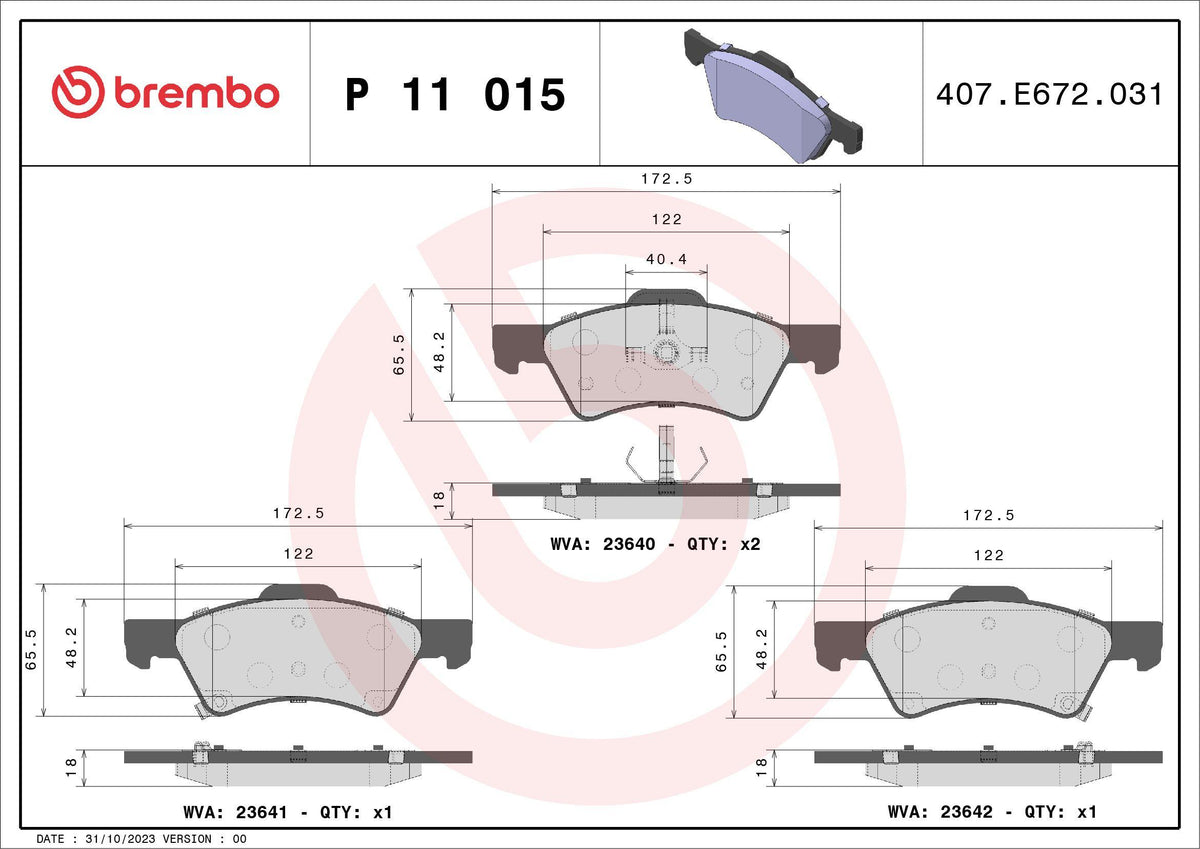 Brembo P11015 Brake Pad Front Low-Met Chrysler — Brake Pads