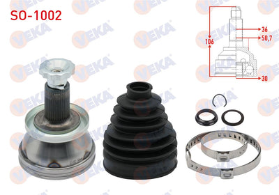 Veka SO-1002 CV Joint Left-Right Front Outer Volkswagen Polo (9N_) 1.2i 30X36x52 Length 107 mm 200 — Axles, CV Joints & Boots