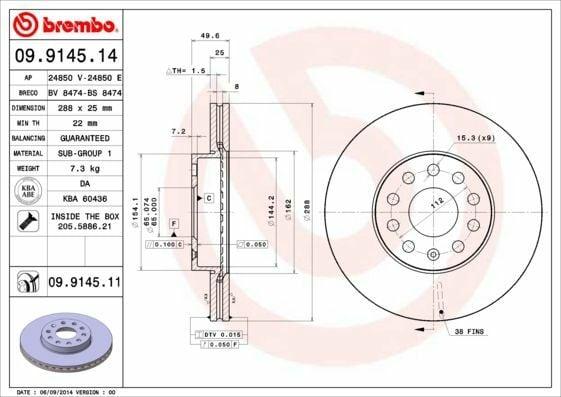 BREMBO Brake Discs for VW Caddy III, Golf V & VI - 288mm Diameter, 2 Pack — Brake Rotors & Drums