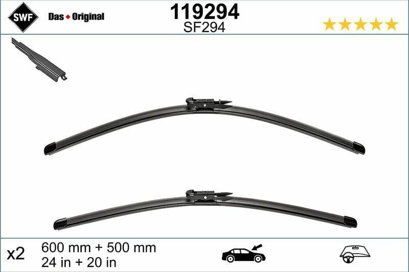 SWF Wiper Blades 119294 - 24 Inch & 20 Inch for Left-Hand Drive Cars — Wipers