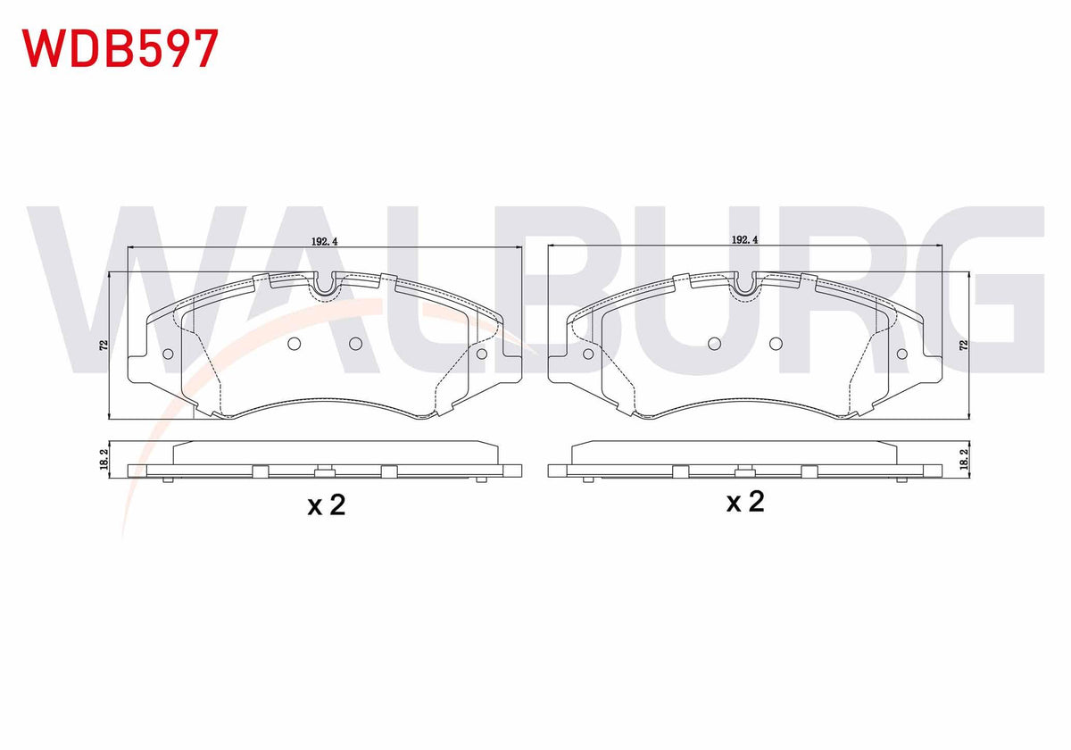 WALBURG WDB597 Brake Pad Front Land Rover Discovery IV (La) 3.0 TD 4X4 18.70mm 2010 — Brake Pads