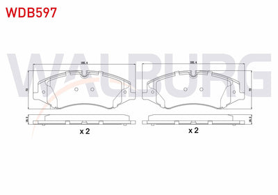 WALBURG WDB597 Brake Pad Front Land Rover Discovery IV (La) 3.0 TD 4X4 18.70mm 2010 — Brake Pads