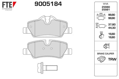 Fte 9005184 Brake Pad Rear Mini F55 F56 F57 — Brake Pads