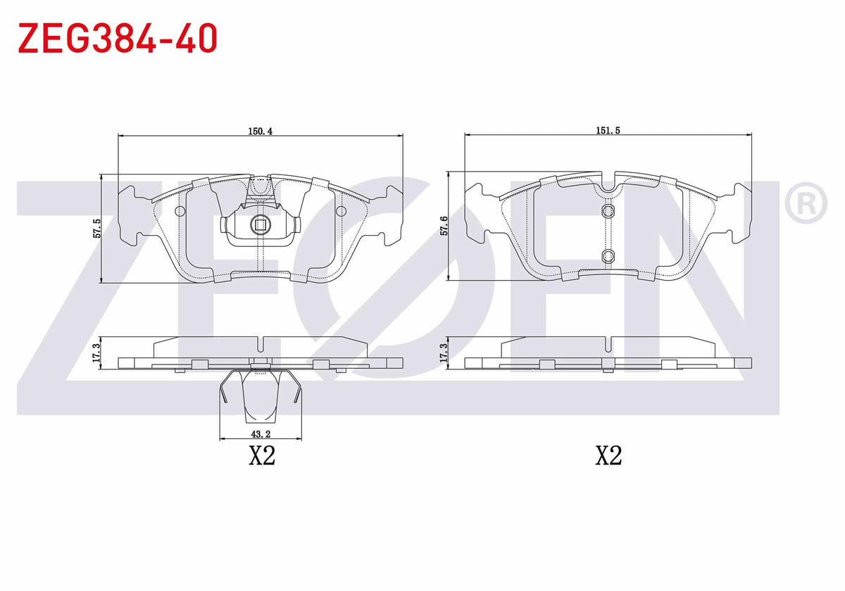 Zegen ZEG384-40 Brake Pad Front BMW 3 Series (E36) 318 i 1990-1998 / (E36) 320 i 1990-1998 / 3 Series (E46) 316 — Brake Pads