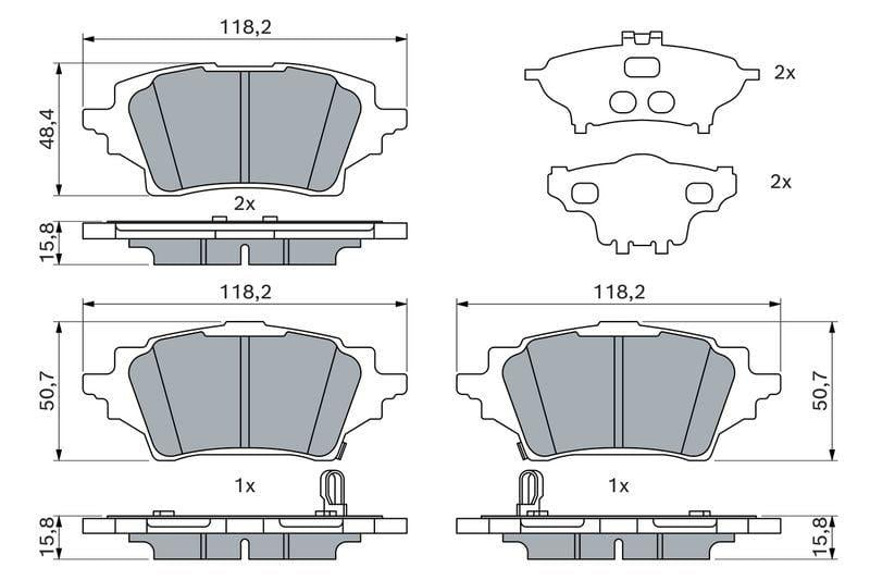 Bosch 0986424911 Brake Pad Rear Toyota Corolla E21 1.6/1.8 Hybrid, C-HR 1.8 and 2 more models — Brake Pads