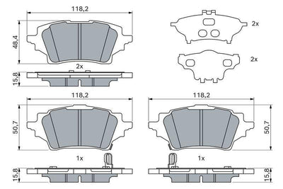 Bosch 0986424911 Brake Pad Rear Toyota Corolla E21 1.6/1.8 Hybrid, C-HR 1.8 and 2 more models — Brake Pads