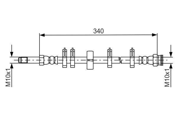 BOSCH Brake Hose 1987481667 - 340mm Length, M10x1 Threads — Brake Hydraulics