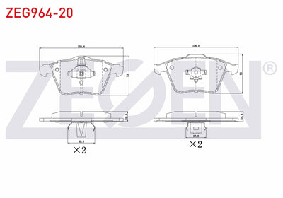 Zegen ZEG964-20 Brake Pad Front Volvo S40 II (Ms) 1.6i 2004-2012 / S40 II (Ms) 2.0i 2004-2012