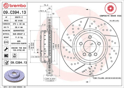 Brembo 09C39413 Brake Disc Front BMW F20 F21 F22 F23 F30 F31 F34 F32 F33 F36 — Brake Rotors & Drums