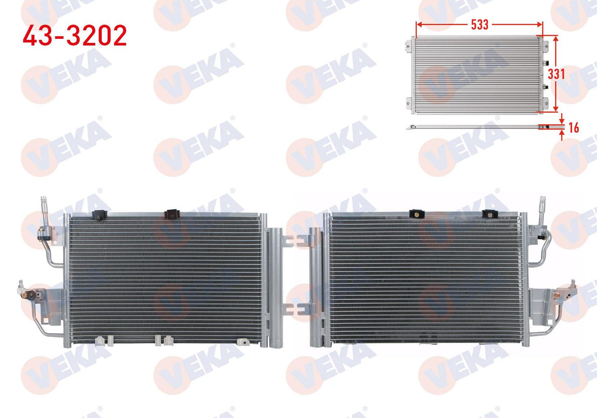 Veka 43-3202 A/C Condenser Opel Astra H 1.3 CDTi 2004-2010 — Condensers & Evaporators