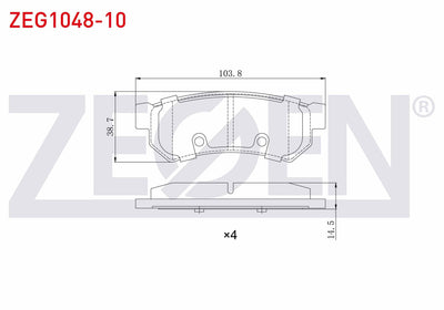 Zegen ZEG1048-10 Brake Pad Rear Chevrolet Lacetti (J200) 1.6i 2006-2012 / Chevrolet Lacetti (J200) 1.4i 16V 2006 — Brake Pads