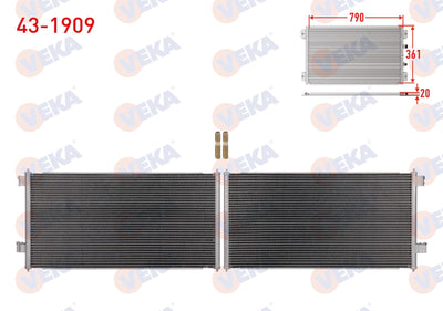 Veka 43-1909 A/C Condenser Ford Transit Connect 1.8 TDCi 2002-2013 — Condensers & Evaporators