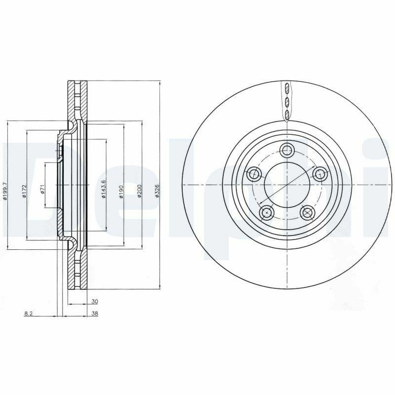 Delphi BG4203C - Ventilated Brake Disc for 2006 Jaguar S-Type XF — Brake Rotors & Drums