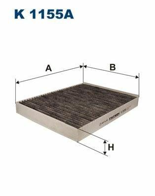 filtron k1155a pollen filter front view, filtron k1155a pollen filter side view, filtron k1155a pollen filter specifications FILTRON K1155A Pollen Filter - Active Carbon for 03 T.Porter, T5, Touareg, Cayenne, Q7 | 276mm x 216mm x 34mm FILTRON K1155A Pollen Filter - Active Carbon for Cars car-filters, pollen-filters, active-carbon-filters, filtron-k1155a, car-accessories, car-owner, vehicle-maintenance, clean-air-filter, automotive-replacement-parts, ai-generated