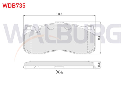 WALBURG WDB735 Brake Pad Front with Wear Indicator BMW 3 Series (E90) 320 D 2005-2011 — Brake Pads