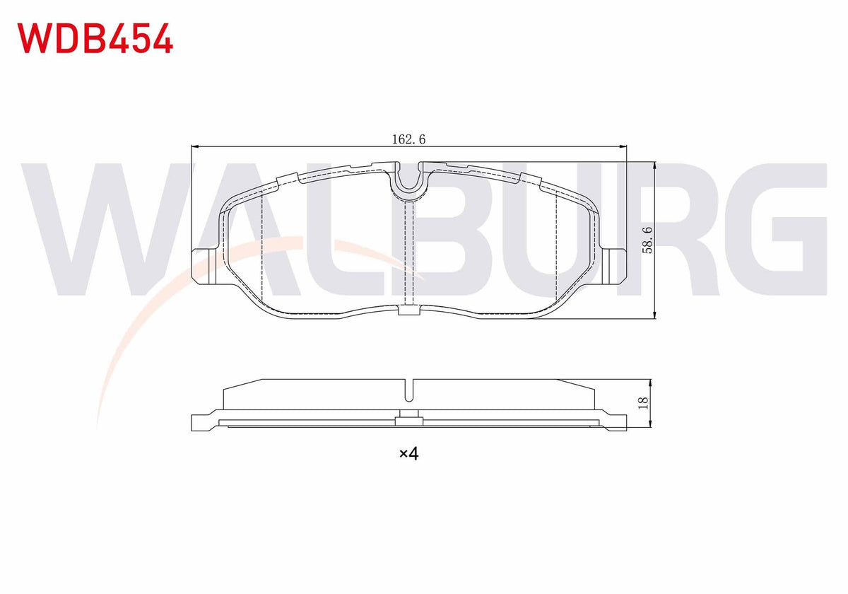 WALBURG WDB454 Brake Pad Front Land Rover Rangerover III 3.0 TD 6 2002-2012 / Land Rover Discovery (Taa) 2.7 TD — Brake Pads