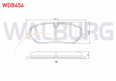 WALBURG WDB454 Brake Pad Front Land Rover Rangerover III 3.0 TD 6 2002-2012 / Land Rover Discovery (Taa) 2.7 TD — Brake Pads
