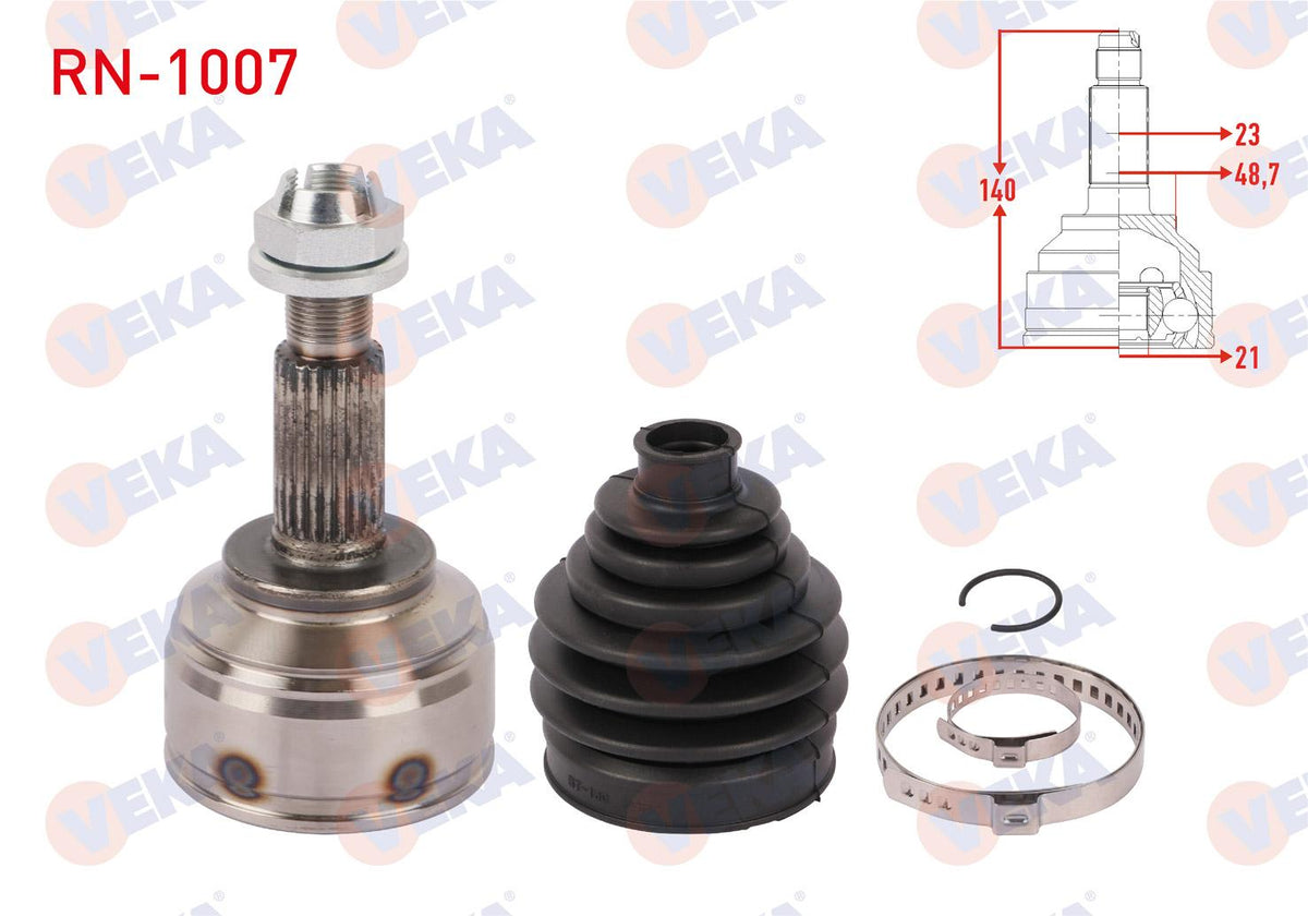 Veka RN-1007 CV Joint Left-Right Front Outer Length 140mm Renault Captur 0.9 TCE M-T 2013 — Axles, CV Joints & Boots