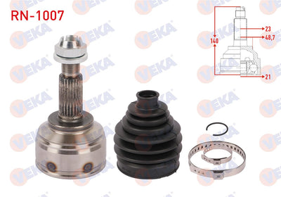 Veka RN-1007 CV Joint Left-Right Front Outer Length 140mm Renault Captur 0.9 TCE M-T 2013 — Axles, CV Joints & Boots