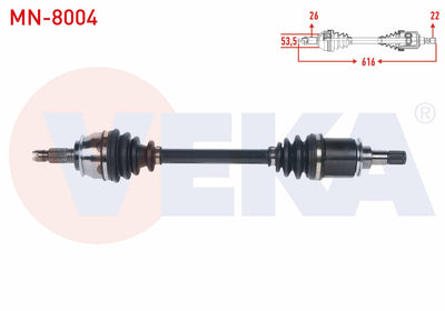 Veka MN-8004 Complete Axle Left Front Mini Cooper (R50,R53) 1.6 M-T / Cooper One (R50 — Axles, CV Joints & Boots