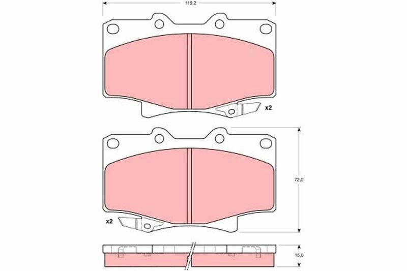 trw gdb1154 brake pads product image, rear view of trw gdb1154 brake pads TRW GDB1154 Brake Pads for Toyota Land Cruiser 90-98 & 4 Runner 90-96 | High Performance TRW GDB1154 Brake Pads - Compatible with Land Cruiser & 4 Runner trw, brake-pads, land-cruiser, 4-runner, automotive, car-parts, car-safety, performance, ai-generated, braking