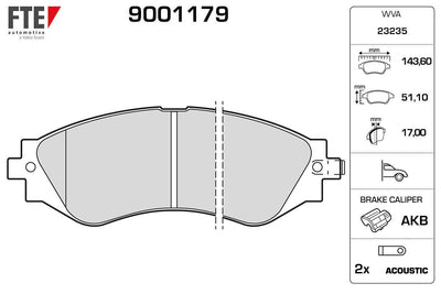 Fte 9001179 Front Brake Pad Leganza 2.0 16V 06 / 97 12 / 02 2,2 04 / 99 > — Brake Pads
