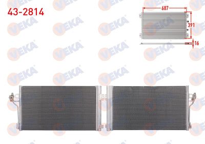 Veka 43-2814 A/C Condenser Mercedes Viano (W639) 2.0 CDI 2003-2014 — Condensers & Evaporators