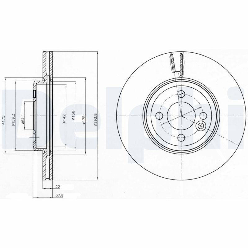 Delphi BG4184 Brake Disc (Twin Pack), Drilled — Brake Rotors & Drums