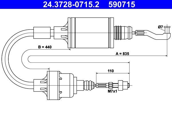 ATE 24.3728-0715.2 Clutch Cable Opel Vectra A 2.0 — Clutch & Flywheel