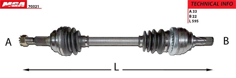 MGA 70321 Axle Complete Left-(Opel: Astra G 98 > 04 1.4-1.6 16V) — Axles, CV Joints & Boots