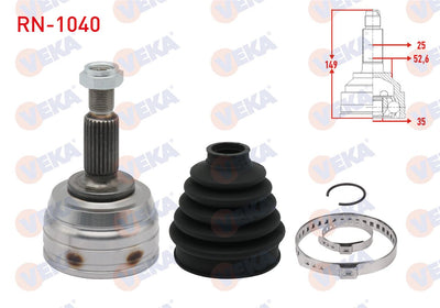 Veka RN-1040 CV Joint Left-Right Front Outer 25X35x52 — Axles, CV Joints & Boots