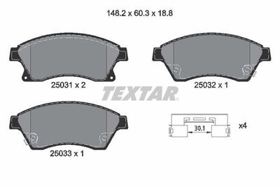 Textar 2503101 Brake Pad Opel Astra J Cruze Aveo T300 — Brake Pads