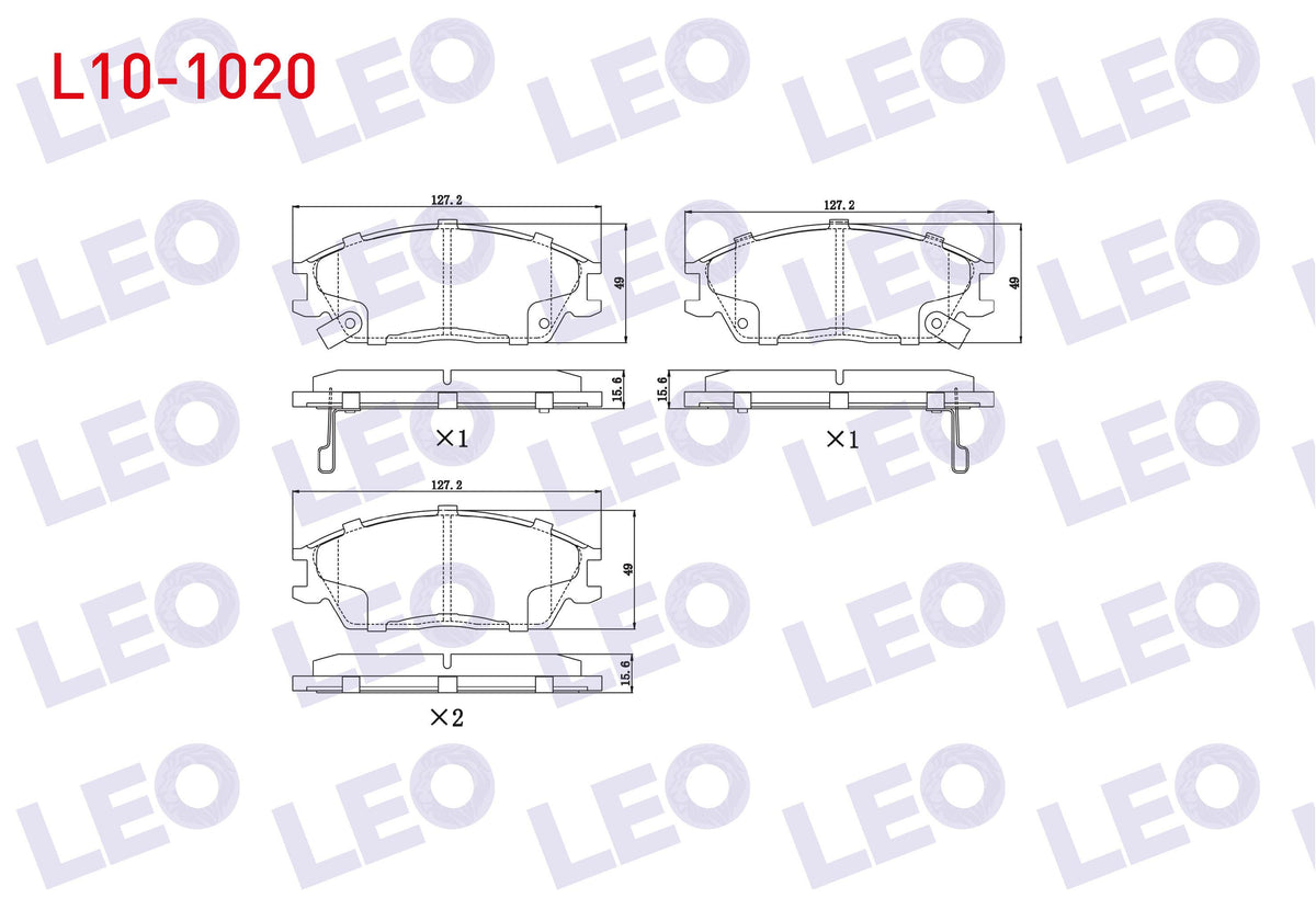 LEO L10-1020 Brake Pad Front with Wear Indicator Accent I 1.3i 1994-20000 / 1.5i 1994-2000 / Excel 1.3i 1990-199 — Brake Pads
