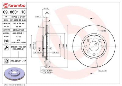 Brembo 09.8601.11 Brake Disc Front UV Coated Opel — Brake Rotors & Drums