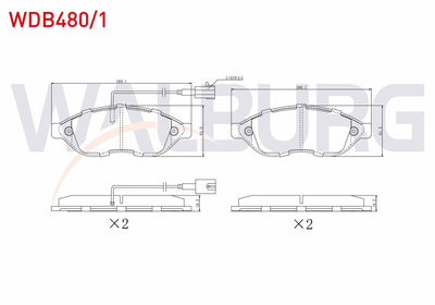 WALBURG WDB480/1 Brake Pad Front Pair with Connector Fiat Ducato 2.3 Mjt 2006-2014 / Jumper III 2.2 HDi 2006-201 — Brake Pads