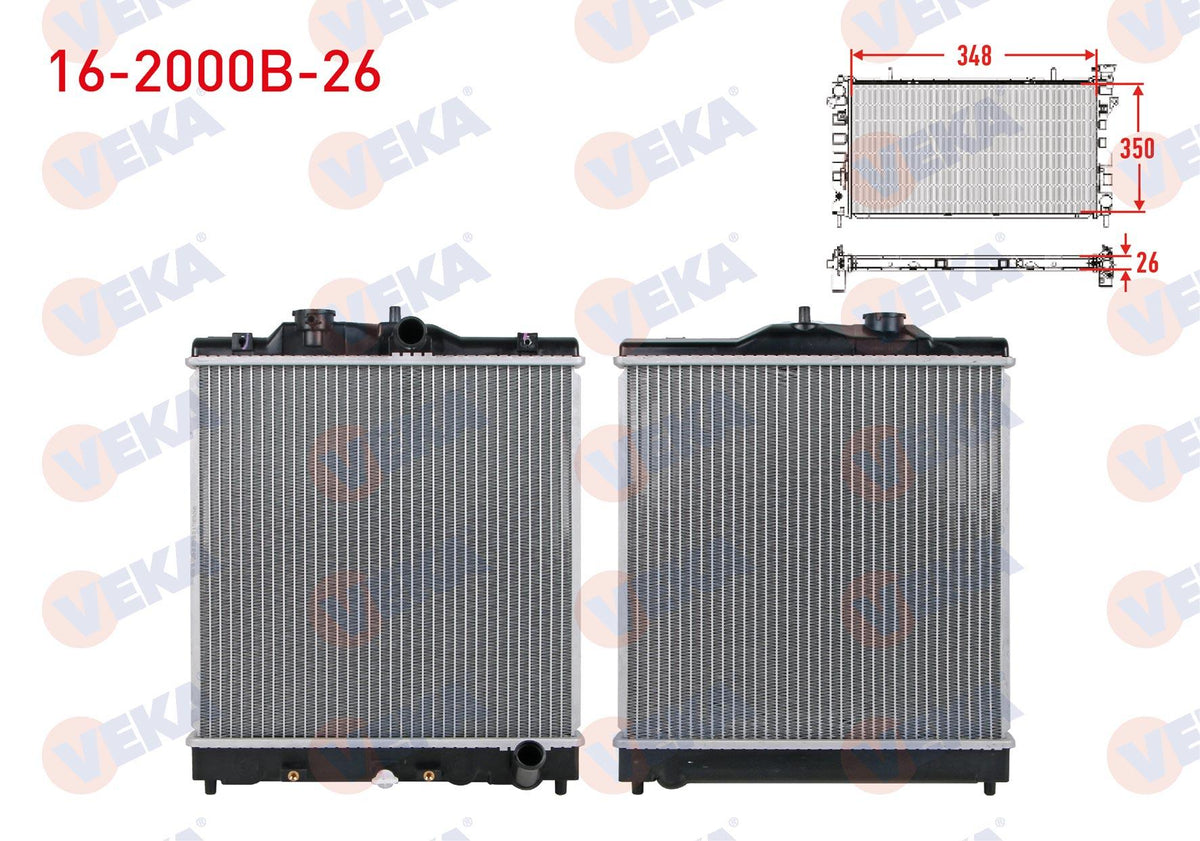 Veka 16-2000B-26 Su Radiator Brazing Honda Civic VI 1.6i M-T Ac + /-Thickness 26mm 1995-2001 — Radiators & Fans