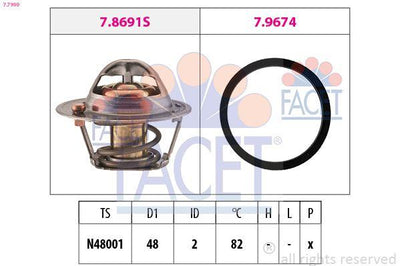 Facet 7.7999 Thermostat 82° Focus II III Fiesta Fusion Mondeo IV 1.6 Mazda II Volvo C30 S40 II V50 — Water Pump & Thermostat