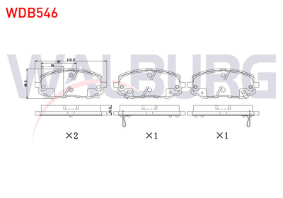 WALBURG WDB546 Brake Pad with Wear Indicator Front Hyundai i20 (Pb — Brake Pads